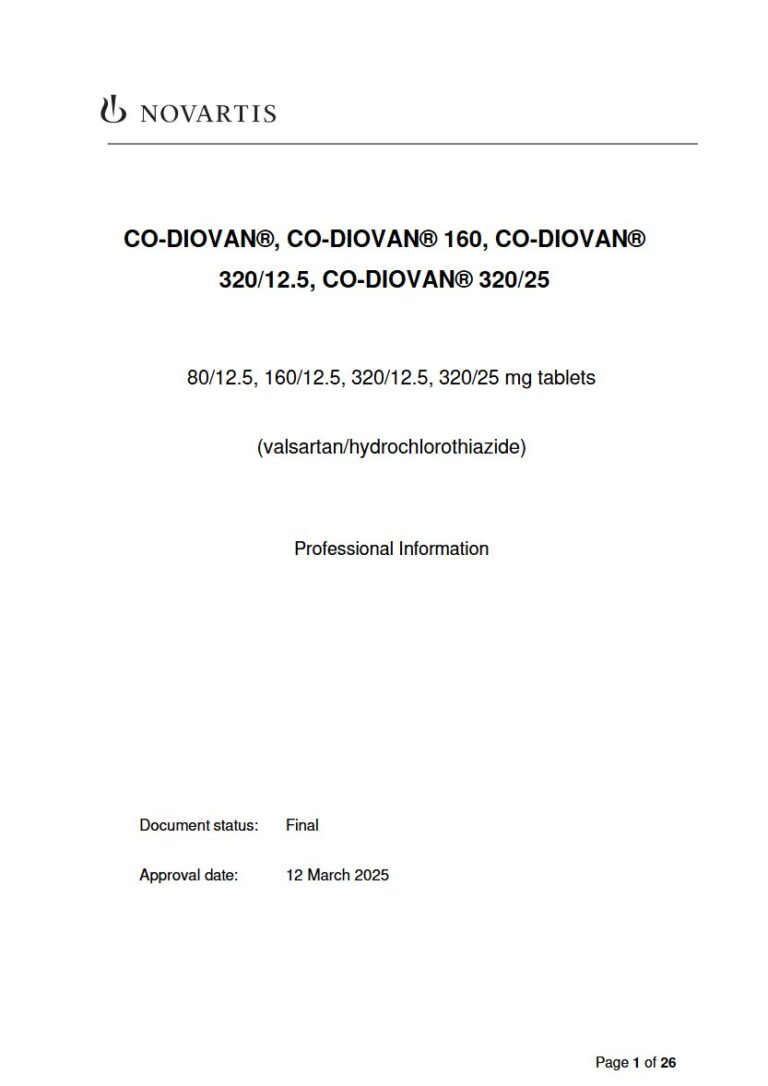 Co-Diovan 80/12.5, 160/12.5, 320/12.5, 320/25 mg FC tablets. package insert preview