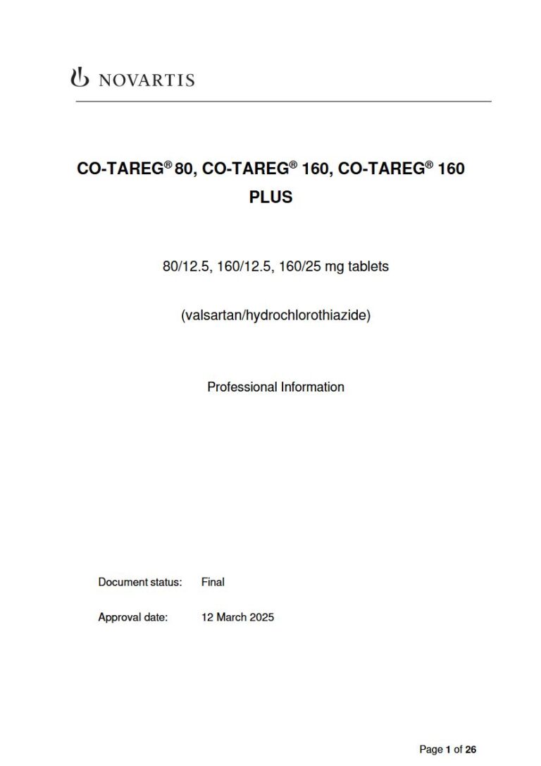 Co-Tareg 25 mg Film-Coated Tablets package insert preview