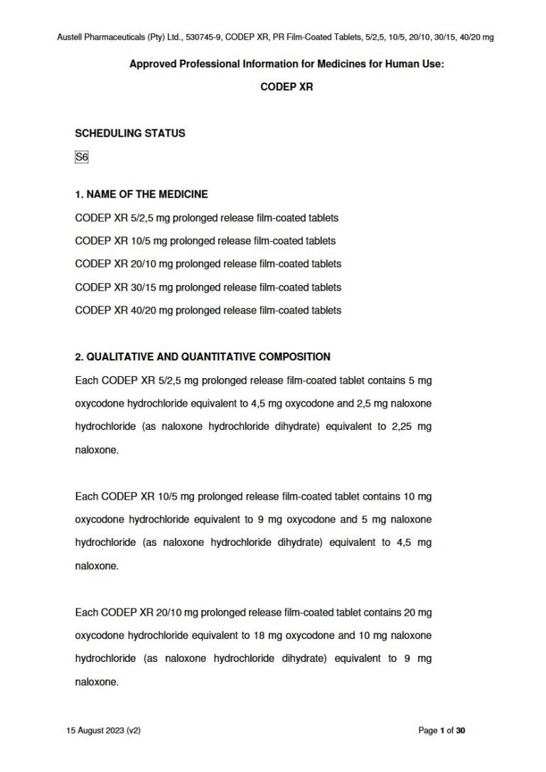 Codep XR 2.5 Mg/5 Mg/10 Mg/15 Mg/20 Mg Tablets package insert preview
