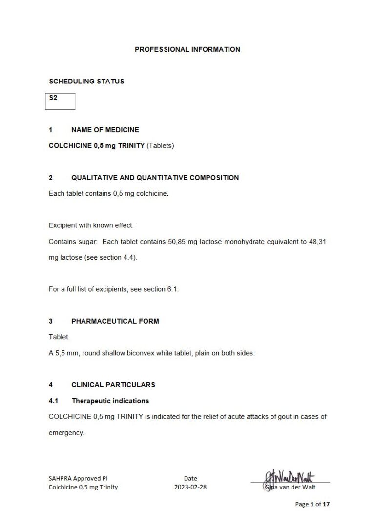 Colchicine 0.5 Mg Tablets package insert preview