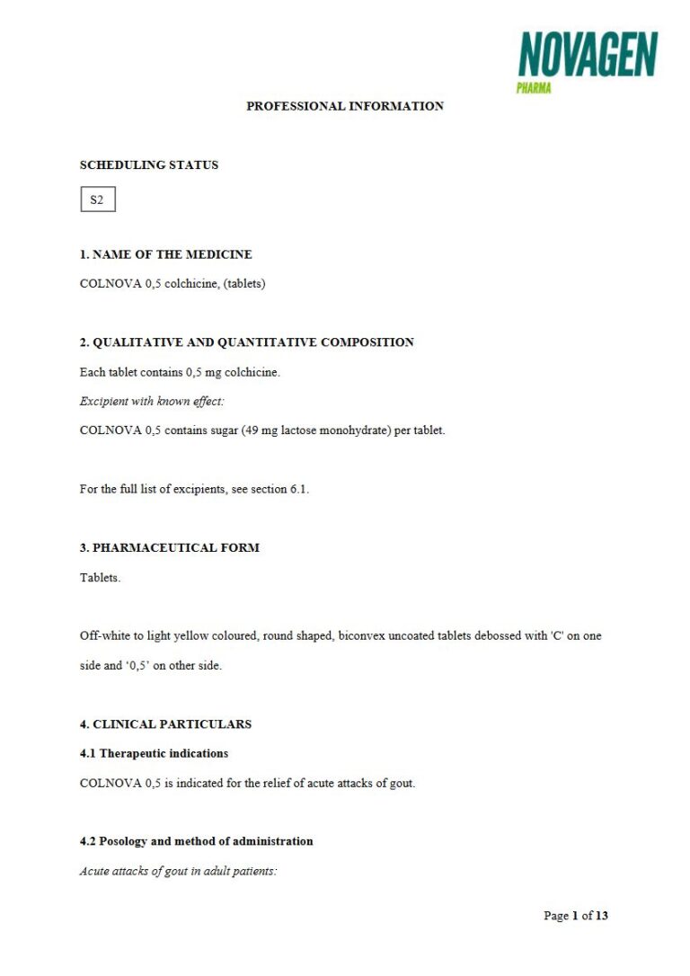 Colnova 0.5 0,5 mg Tablet package insert preview