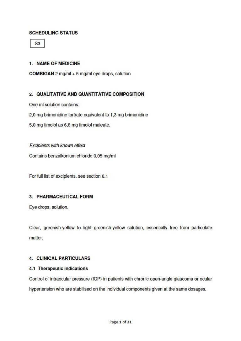Combigan 2 mg/ml + 5 mg/ml Ophthalmic solution package insert preview