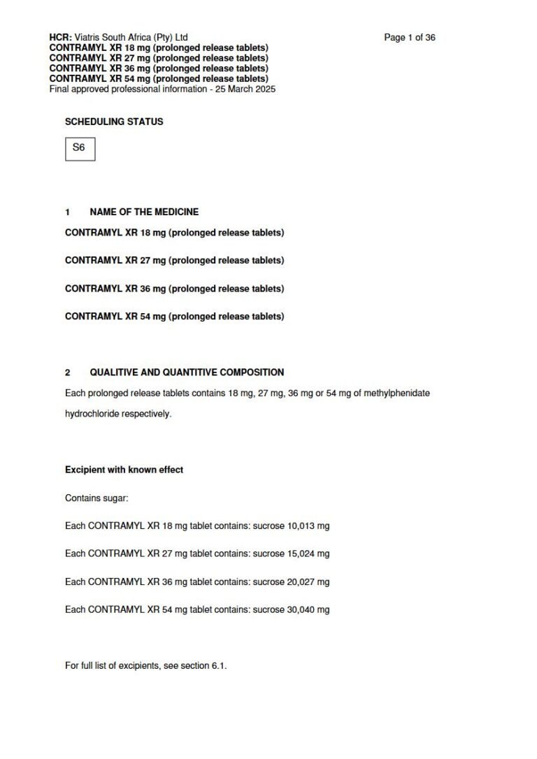 Contramyl XR 18 mg, 27 mg, 36 mg or 54 mg FC tablets package insert preview