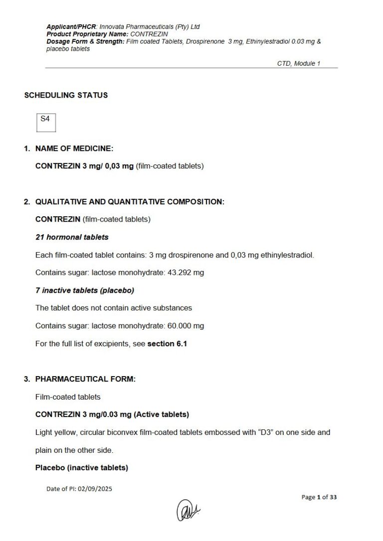 Contrezin 0,03 mg, 3,0 mg Tablet package insert preview