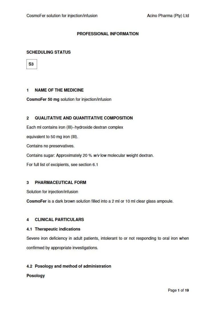 Cosmofer 50 mg Solution for injection/infusion package insert preview