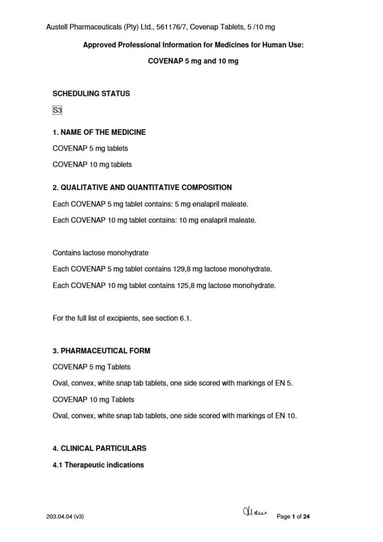 Covenap 10 Mg/5 mg Tablets package insert preview