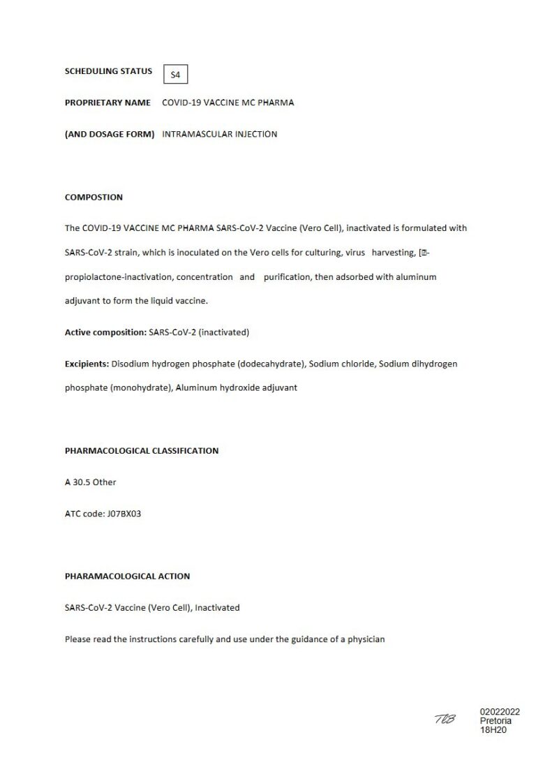 Covid Solution package insert preview