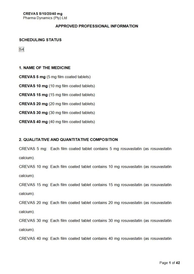 Crevas 40 Mg Tablets package insert preview