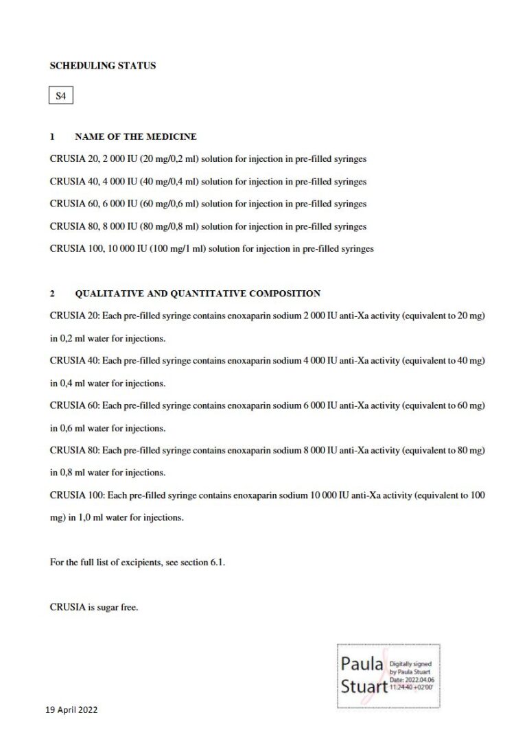 Crusia 20 mg/40 mg/60 mg/80 mg/100 mg Solution package insert preview