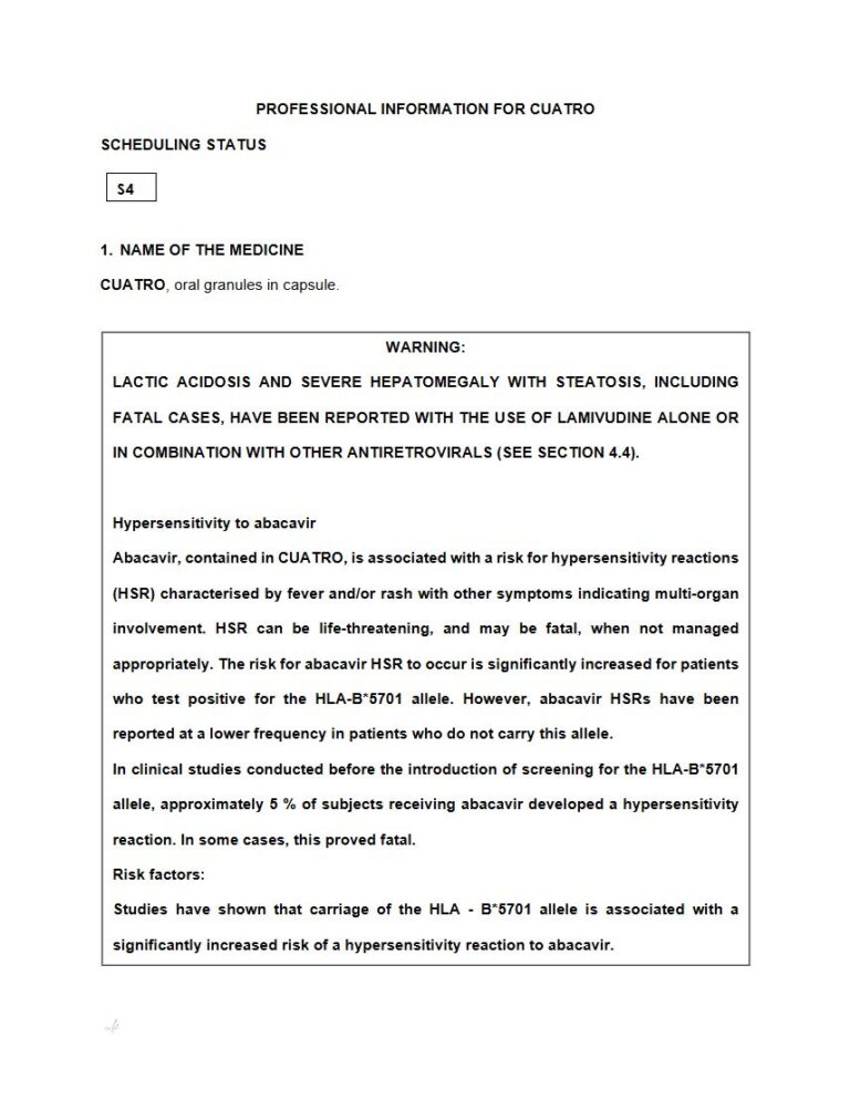 Cuatro Capsules package insert preview