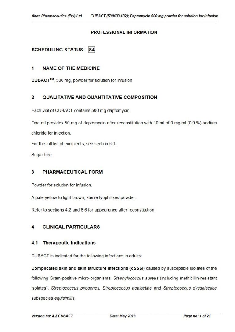 Cubact 500 mg POWDER FOR SOLUTION FOR INFUSION package insert preview