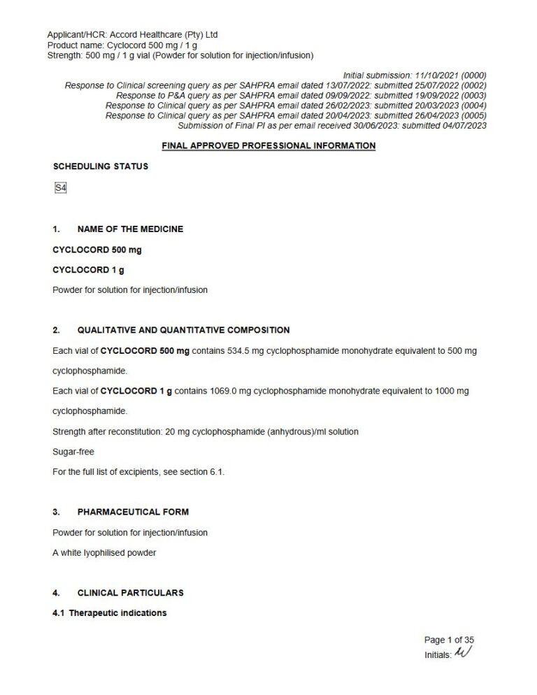 Cyclocord 500 Mg/1 G Solution package insert preview
