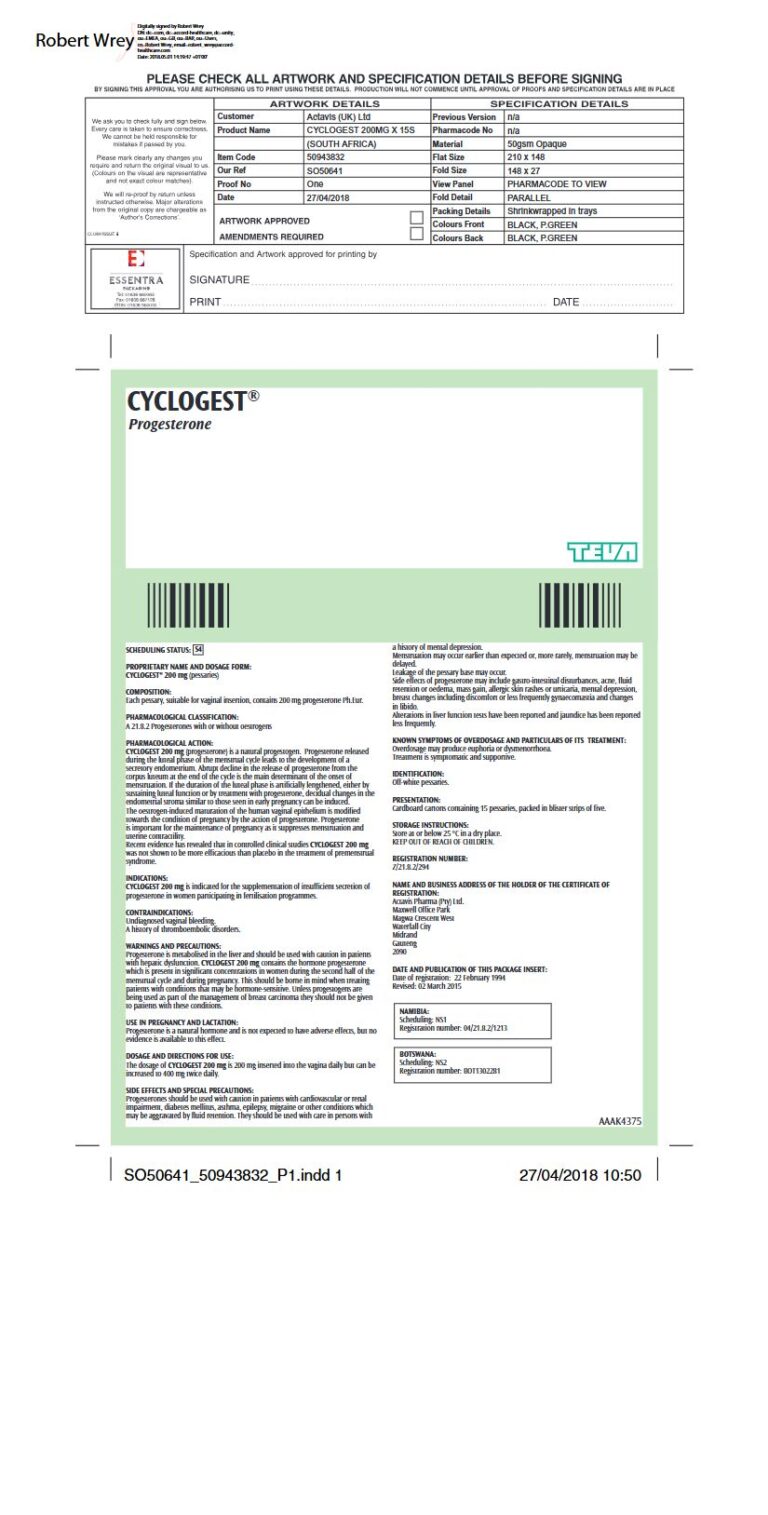 Cyclogest 200mg Pessary package insert preview