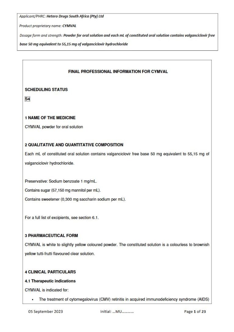Cymval 50 mg Powder for oral solution package insert preview
