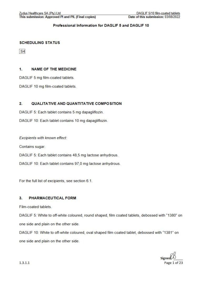 Daglif 5 mg/10 mg Tablets package insert preview