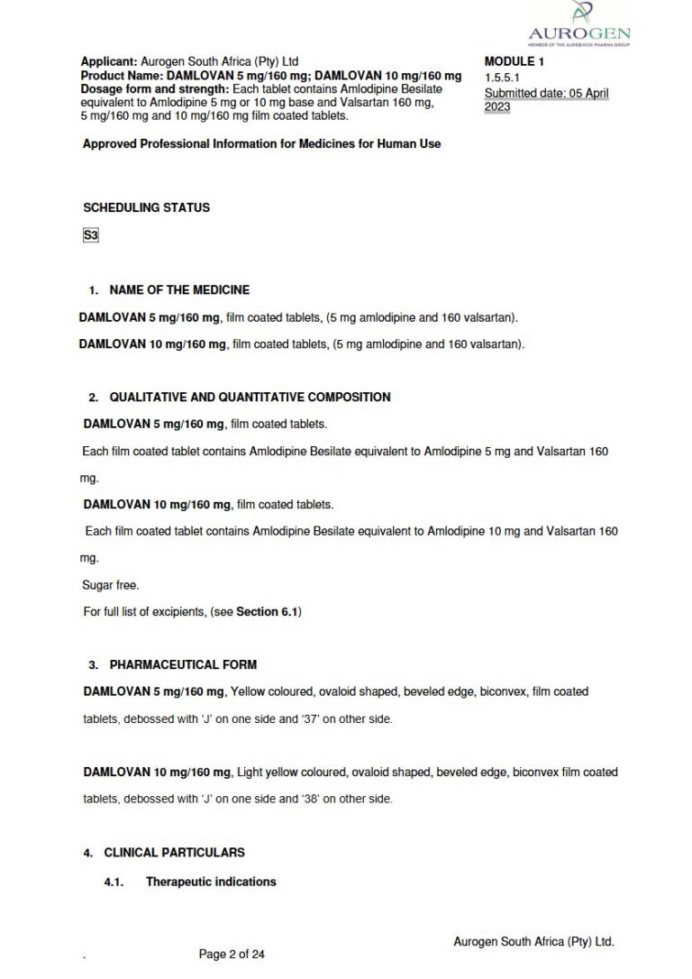 Damlovan Film coated tablets. package insert preview