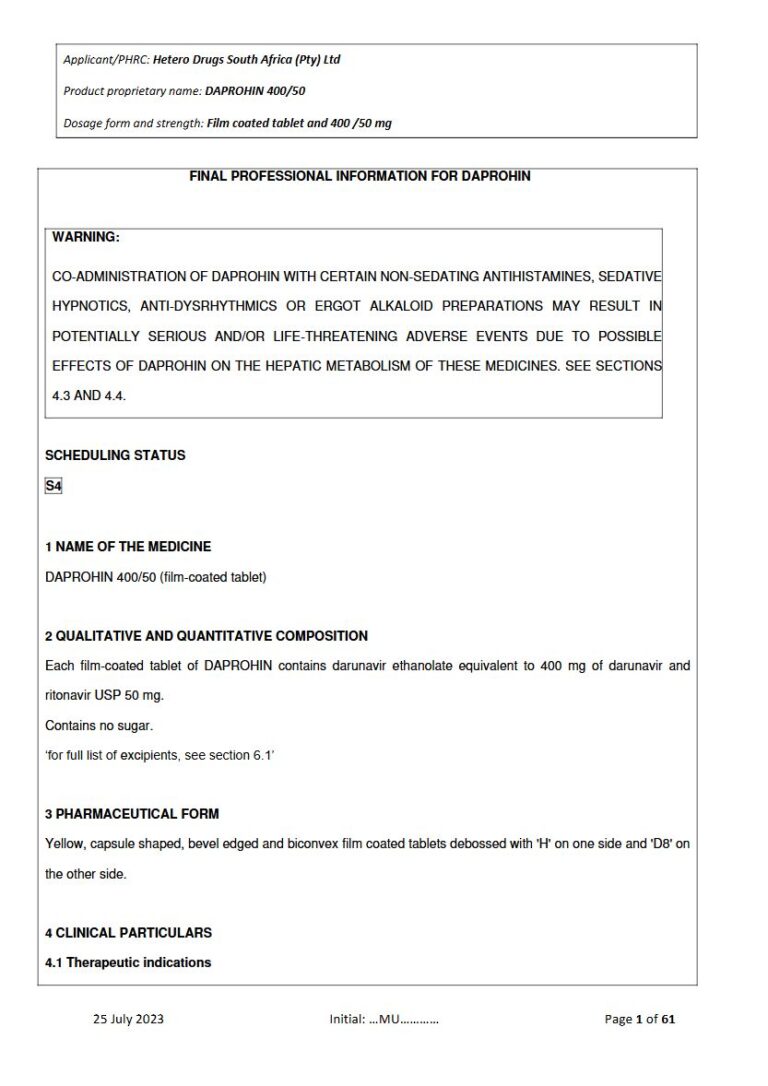 Daprohin 400/50 Mg 400 mg, 40 mg Tablet package insert preview