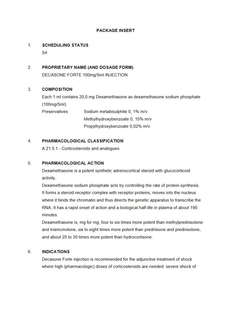 Decasone Forte 100mg/5ml Injection package insert preview
