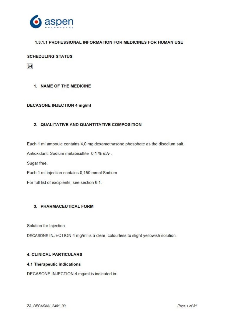 Decasone Injection 4 mg/ml INJECTION package insert preview