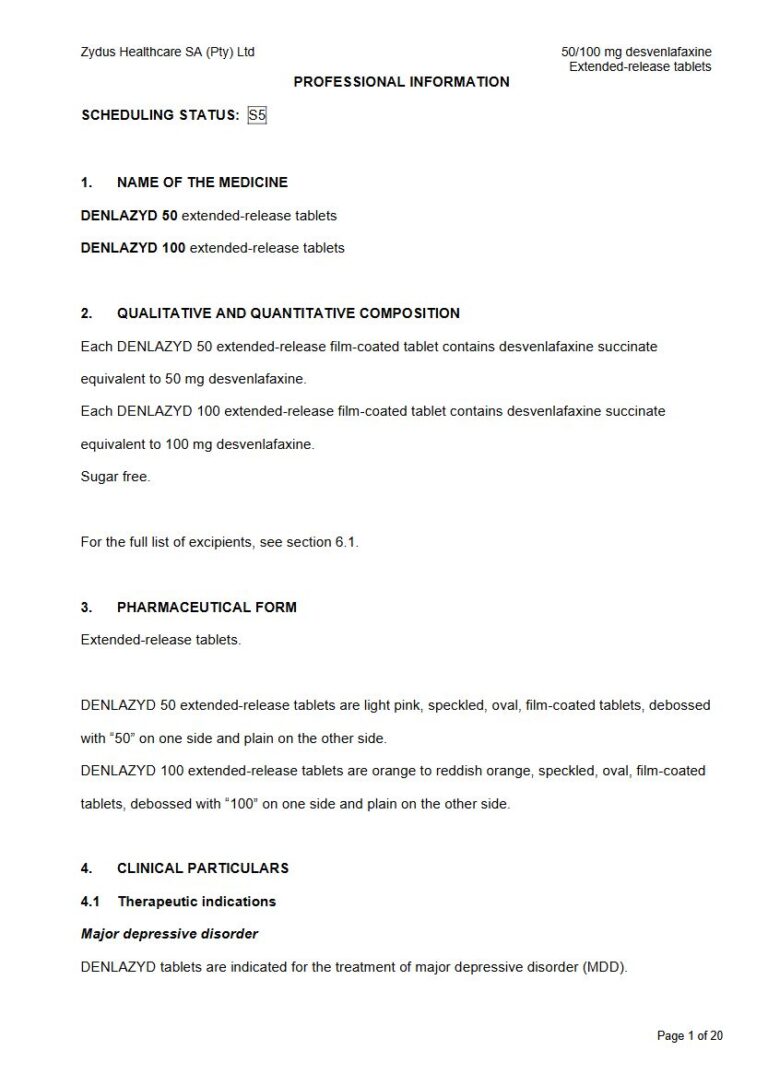 Denlazyd 50/100 mg XR tablets package insert preview