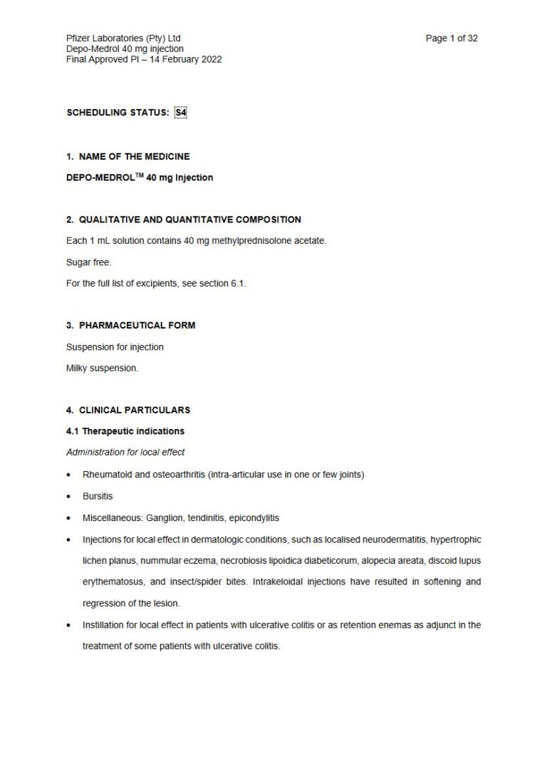 Depo-Medroltm 40 mg Suspension for injection package insert preview