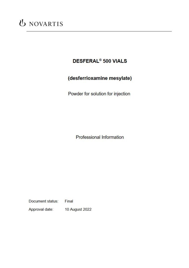 Desferal 500 Vials 500 mg VIALS package insert preview