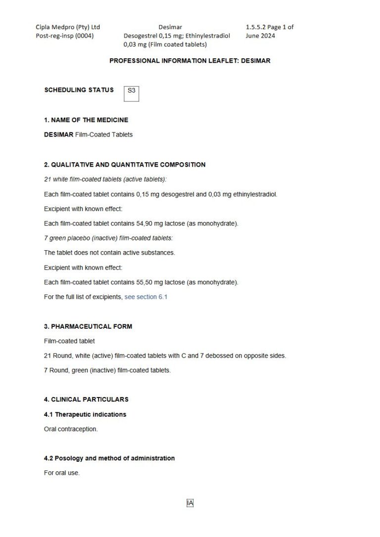 Desimar 0,15 mg FC Tablets package insert preview