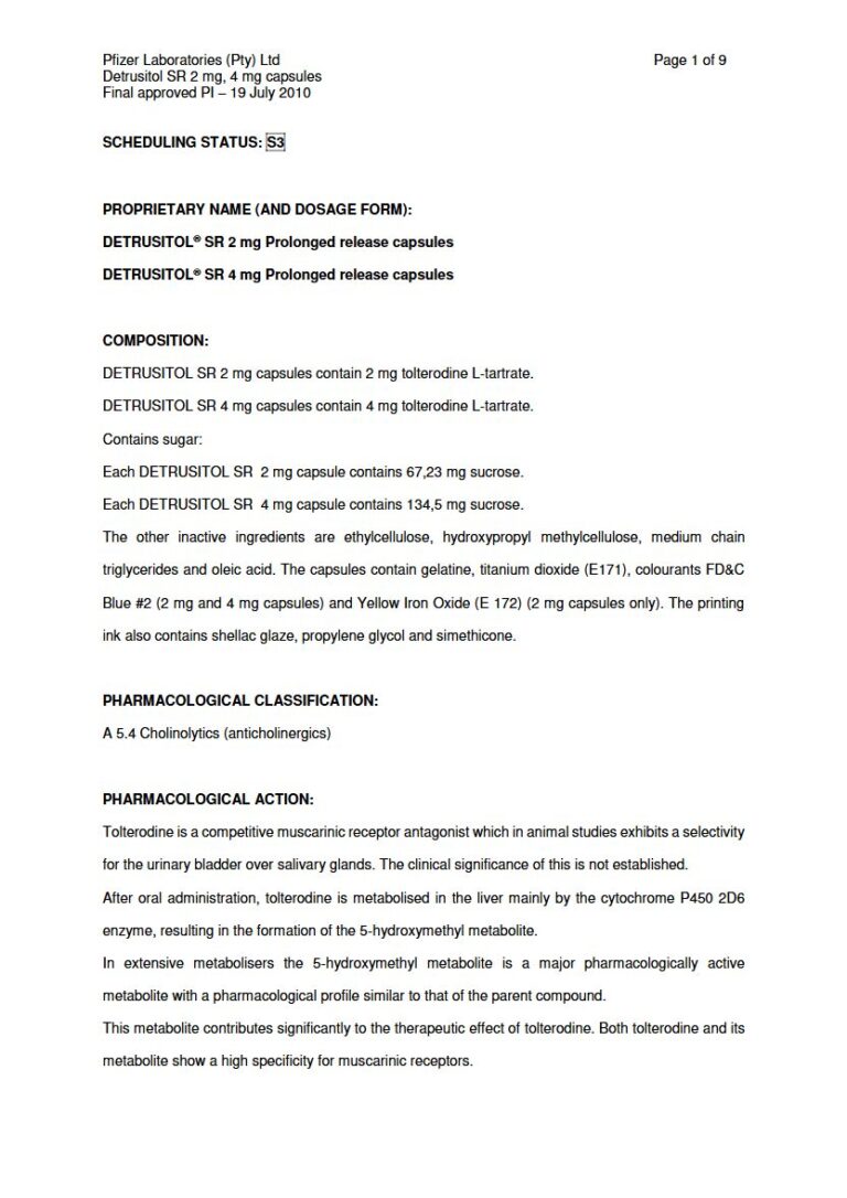 Detrusitol 2mg & 4mg Prolonged Release Capsule package insert preview