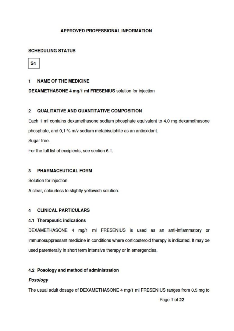Dexamethasone 4 Mg/1 Ml Solution package insert preview
