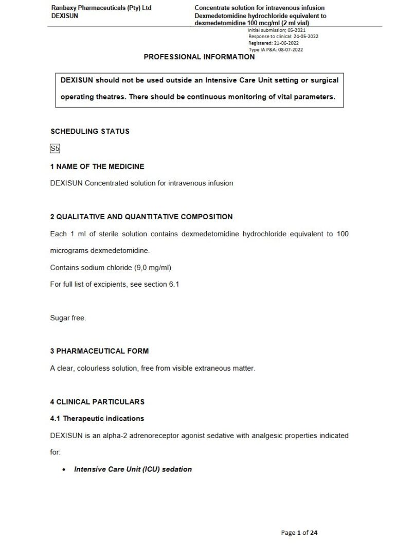 Dexisun 100,0 μg CONCENTRATED SOLUTION FOR INTRAVENOUS INFUSION package insert preview