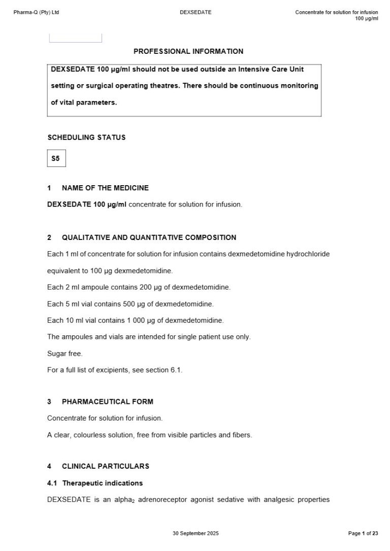 Dexsedate 100 Μg/Ml 100 μg Concentrate for solution for infusion package insert preview