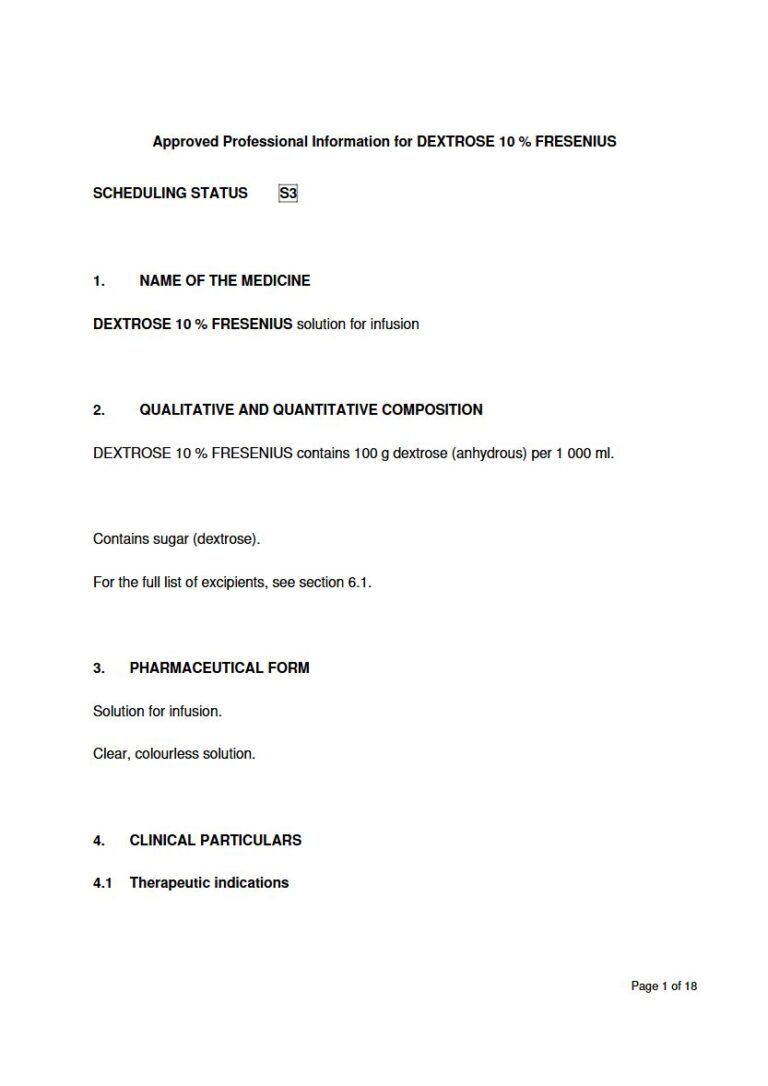 Dextrose Fresenius 10 %/100 g/000 ml Solution package insert preview