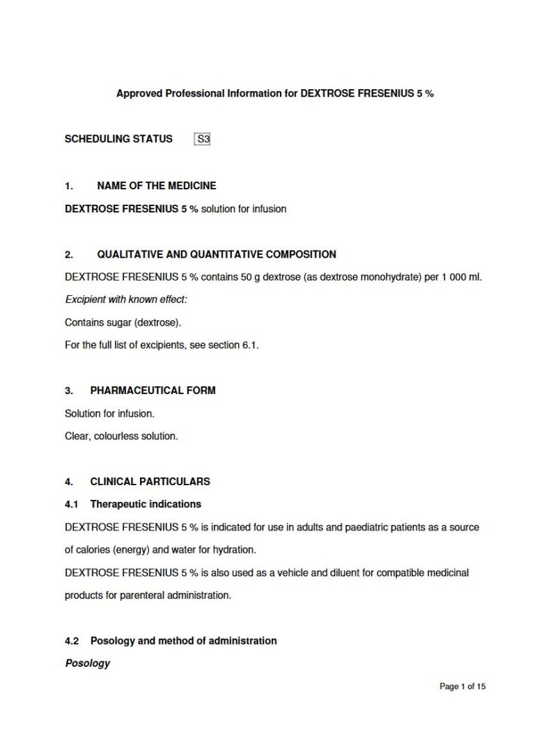 Dextrose Fresenius 5 % 50 g Solution for infusion package insert preview