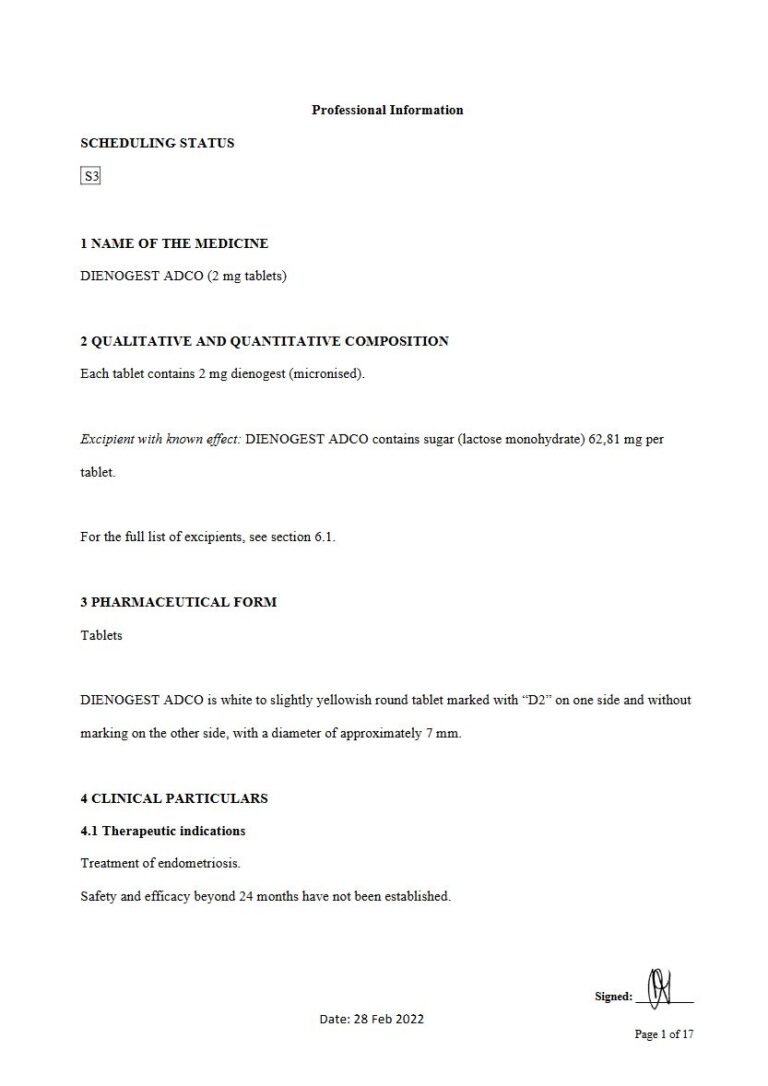 Dienogest Adco 2mg Tablet package insert preview