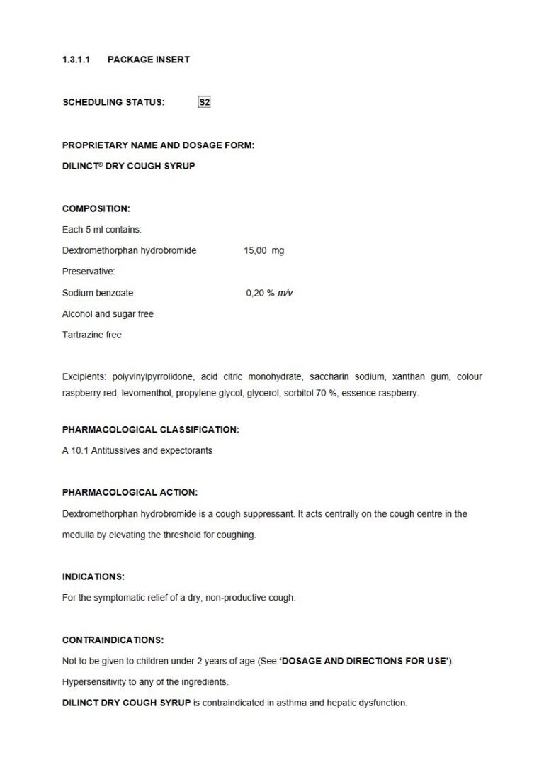 Dilinct Dry Cough Syrup 5 ml SYRUP package insert preview