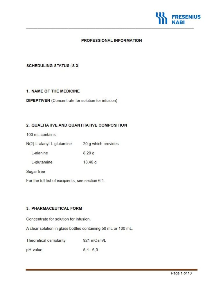 Dipeptiven 100 mL Concentrate for solution for infusion. package insert preview