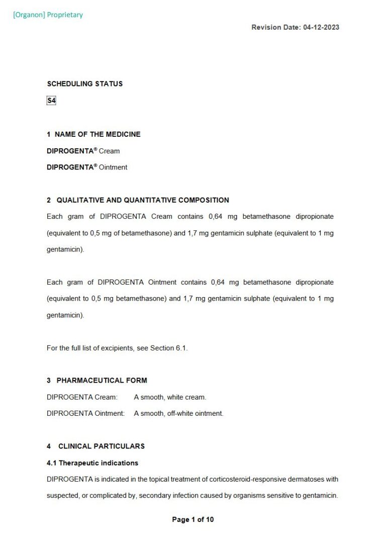 Diprogenta 0,64 mg and 1,7 mg Cream, Ointment package insert preview