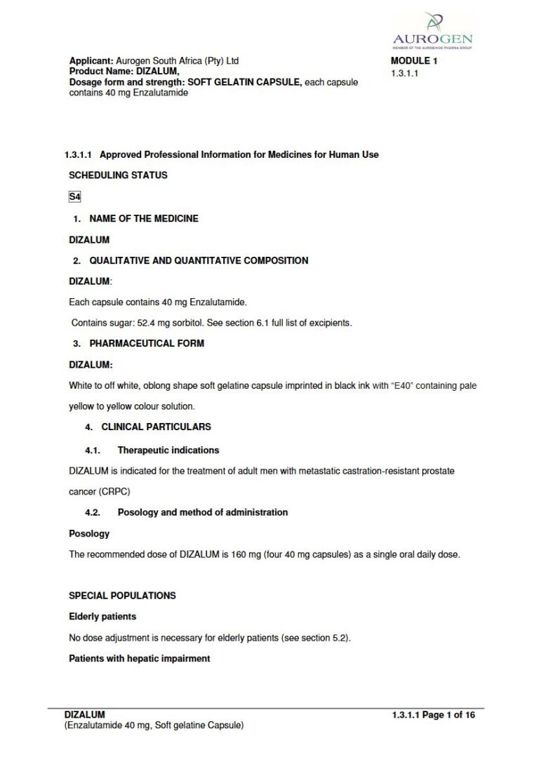 Dizalum 40mg Capsules package insert preview