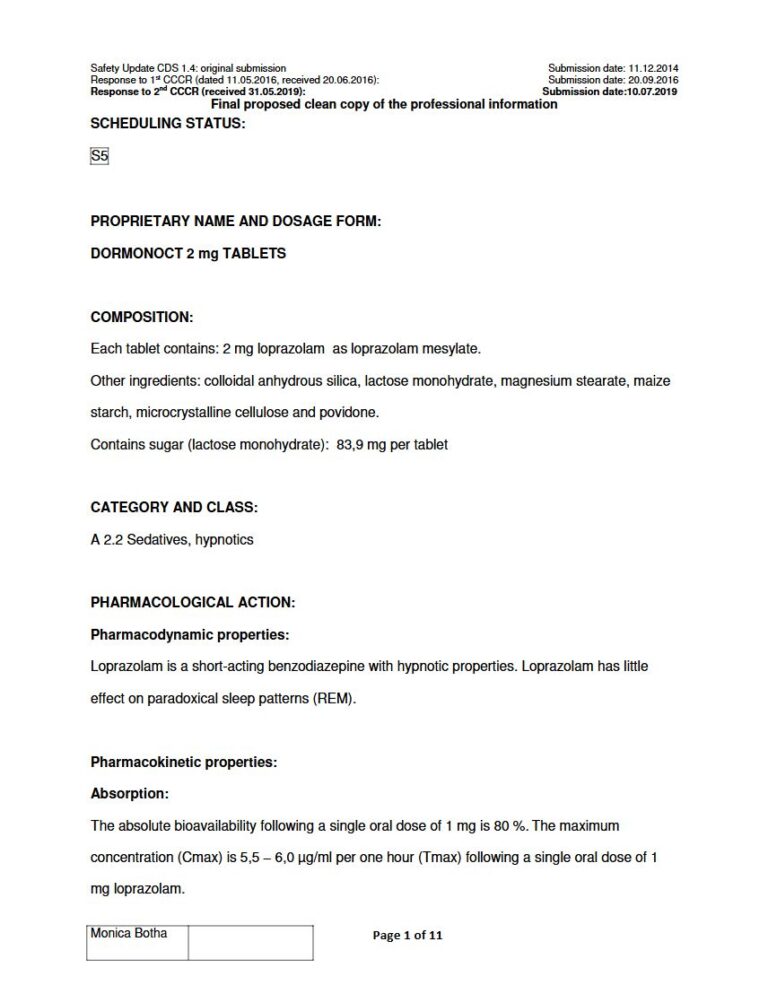 Dormonoct 2mg Tablet package insert preview