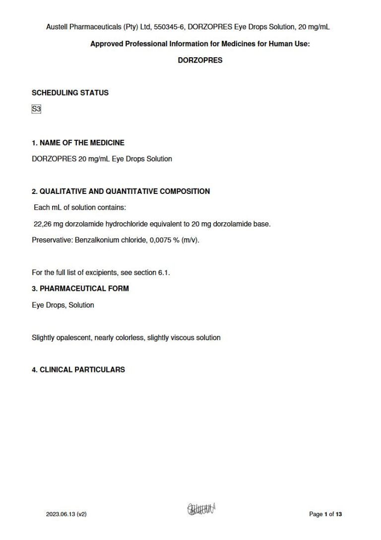 Dorzopres 20 mg Eye Drops package insert preview