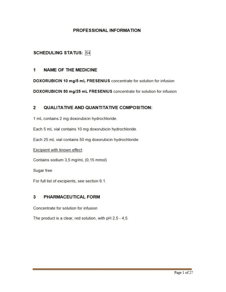 Doxorubicin 10 Mg/5 Ml/50 Mg/25 Ml Solution package insert preview