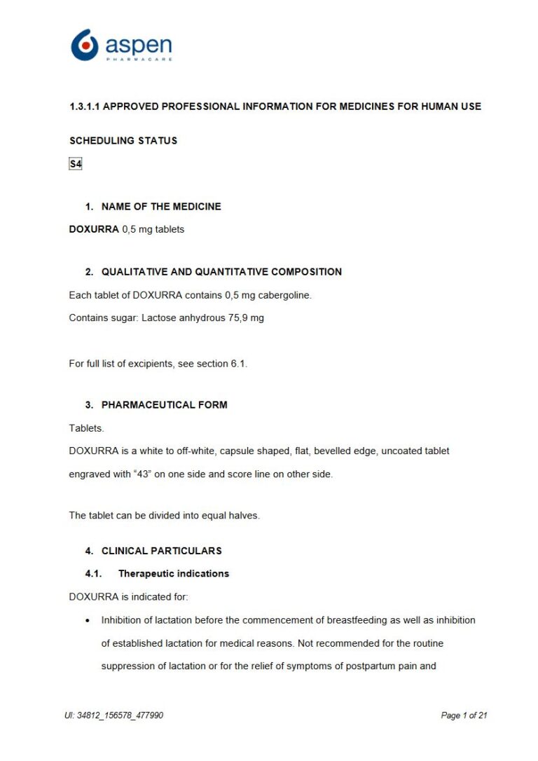 Doxurra 0,5 mg Tablets package insert preview