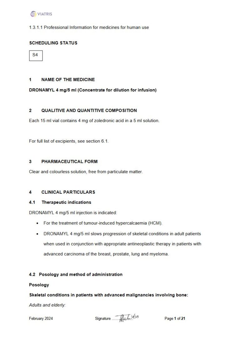 Dronamyl 4 mg/5 ml Concentrate for dilution for infusion package insert preview