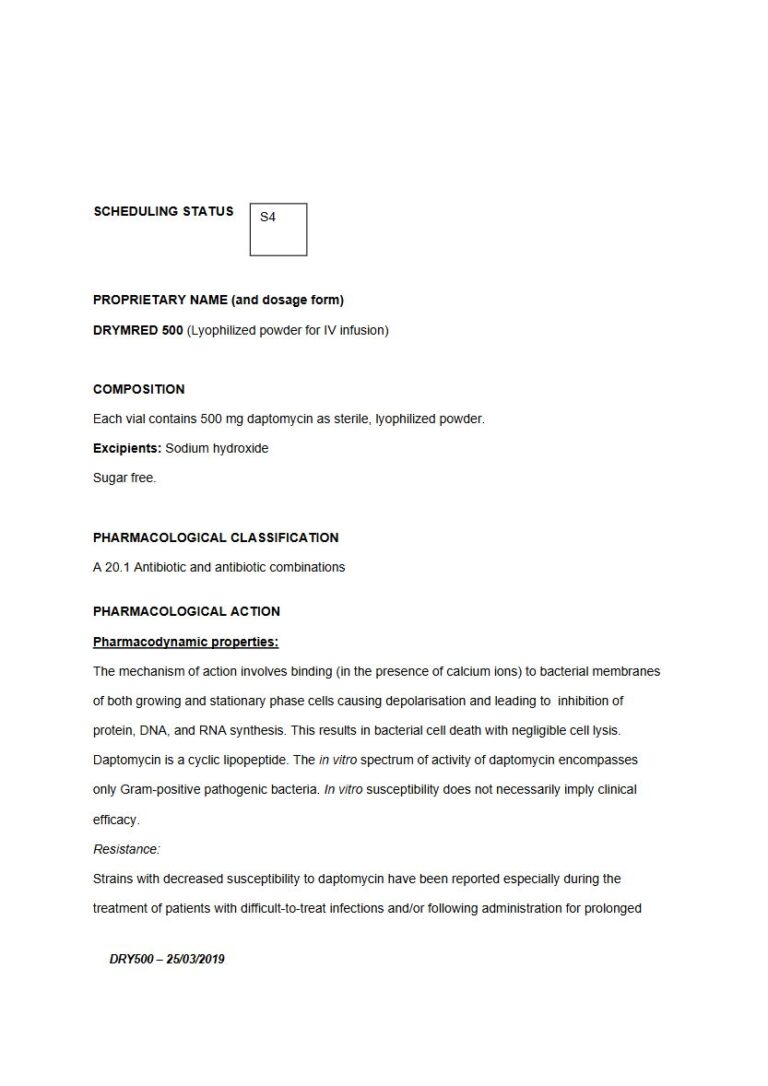 Drymred 500 500 mg (Lyophilized powder for IV infusion package insert preview