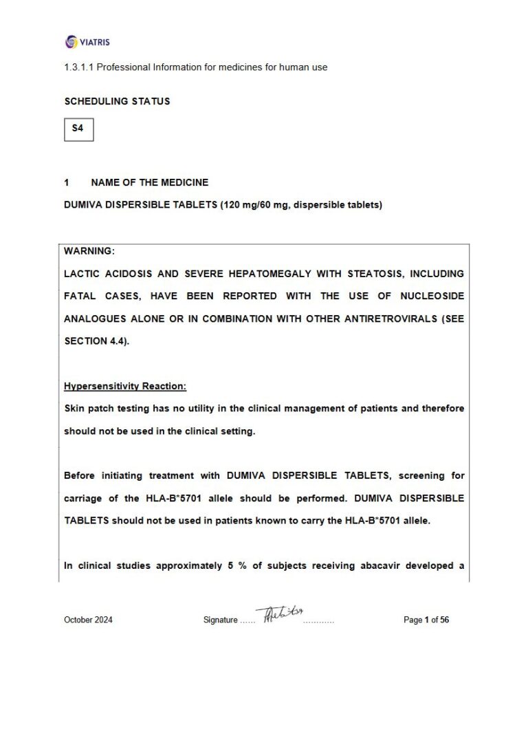 Dumiva Dispersible 120mg/60 mg TABLETS package insert preview