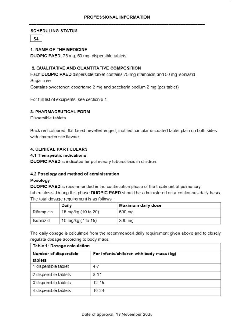 Duopic Paed 75 & 50 mg Tablets package insert preview