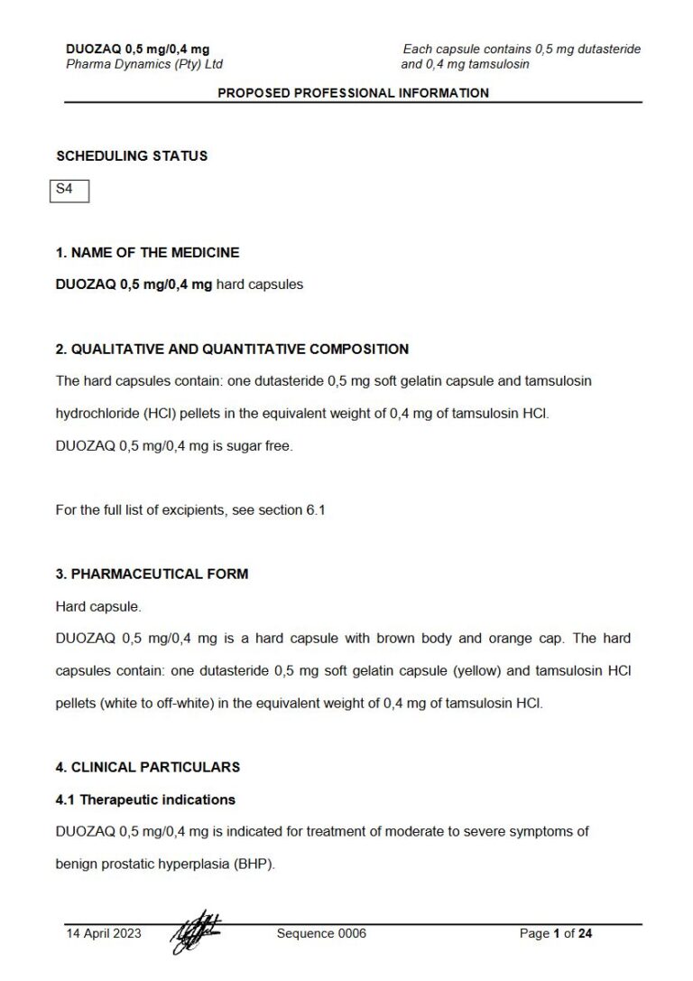 Duozaq 0,5 Mg/0,4 Mg Capsules package insert preview