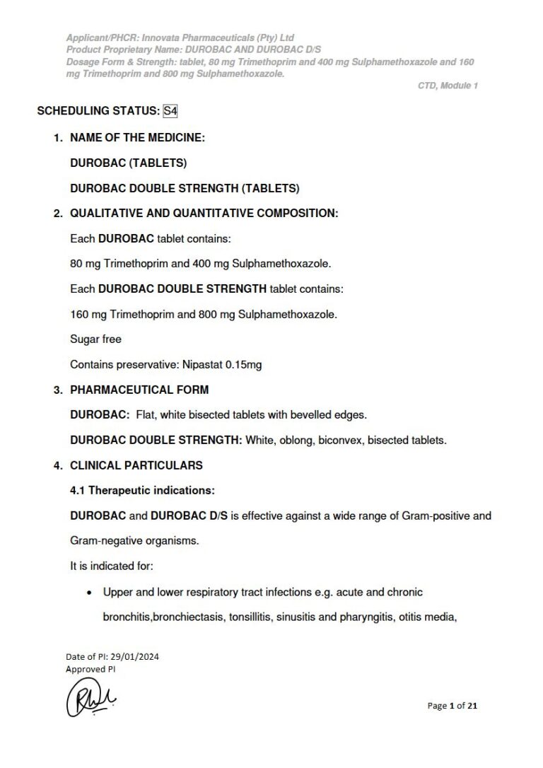Durobac DS Tablets package insert preview
