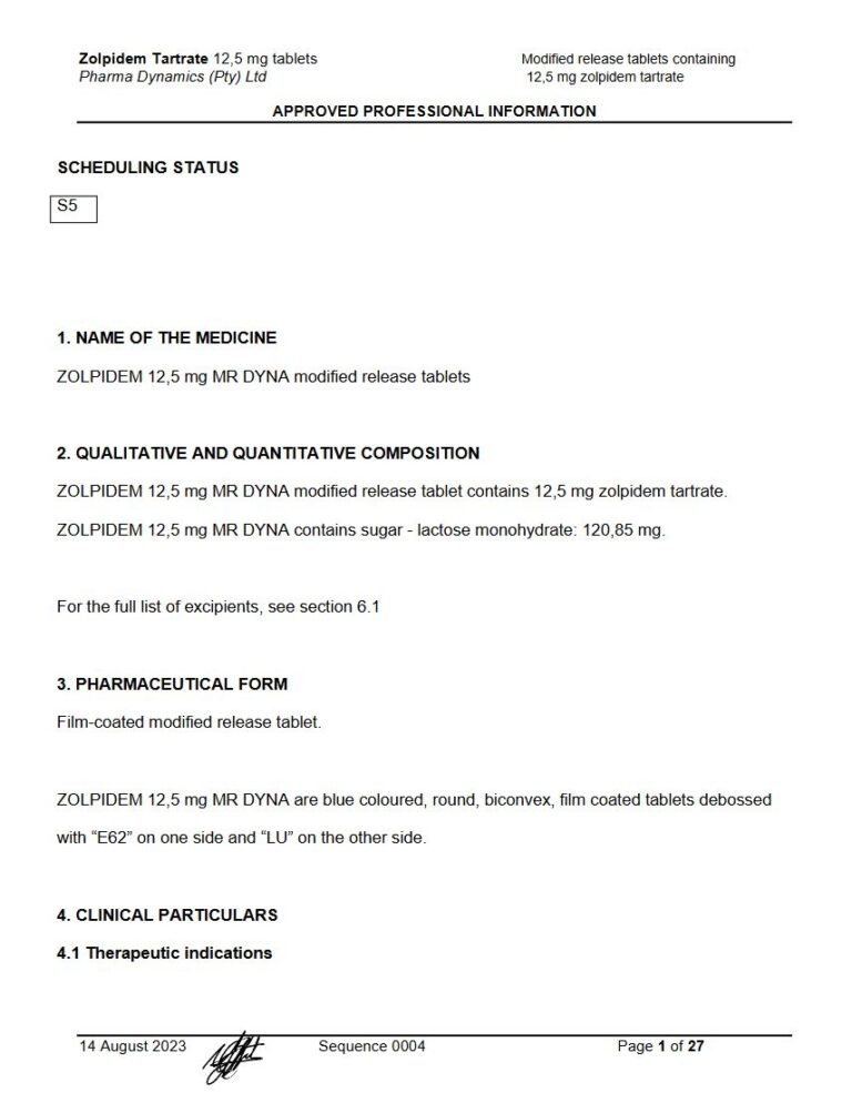 Dyna Zolpidem 12.5 Mg MR Tablet package insert preview