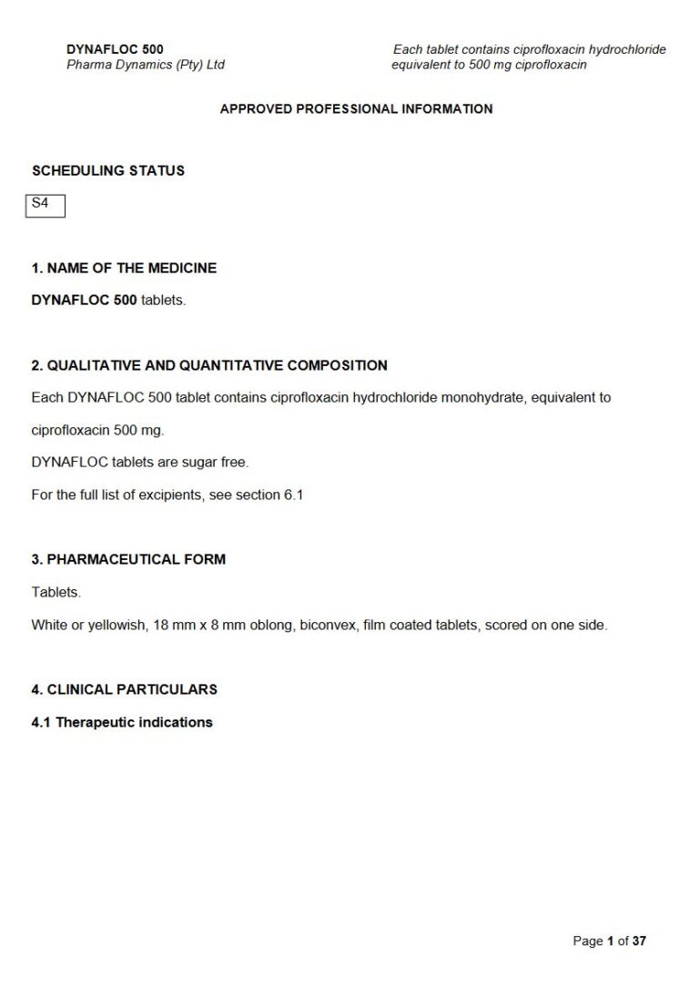 Dynafloc 500 500 mg Tablets. package insert preview